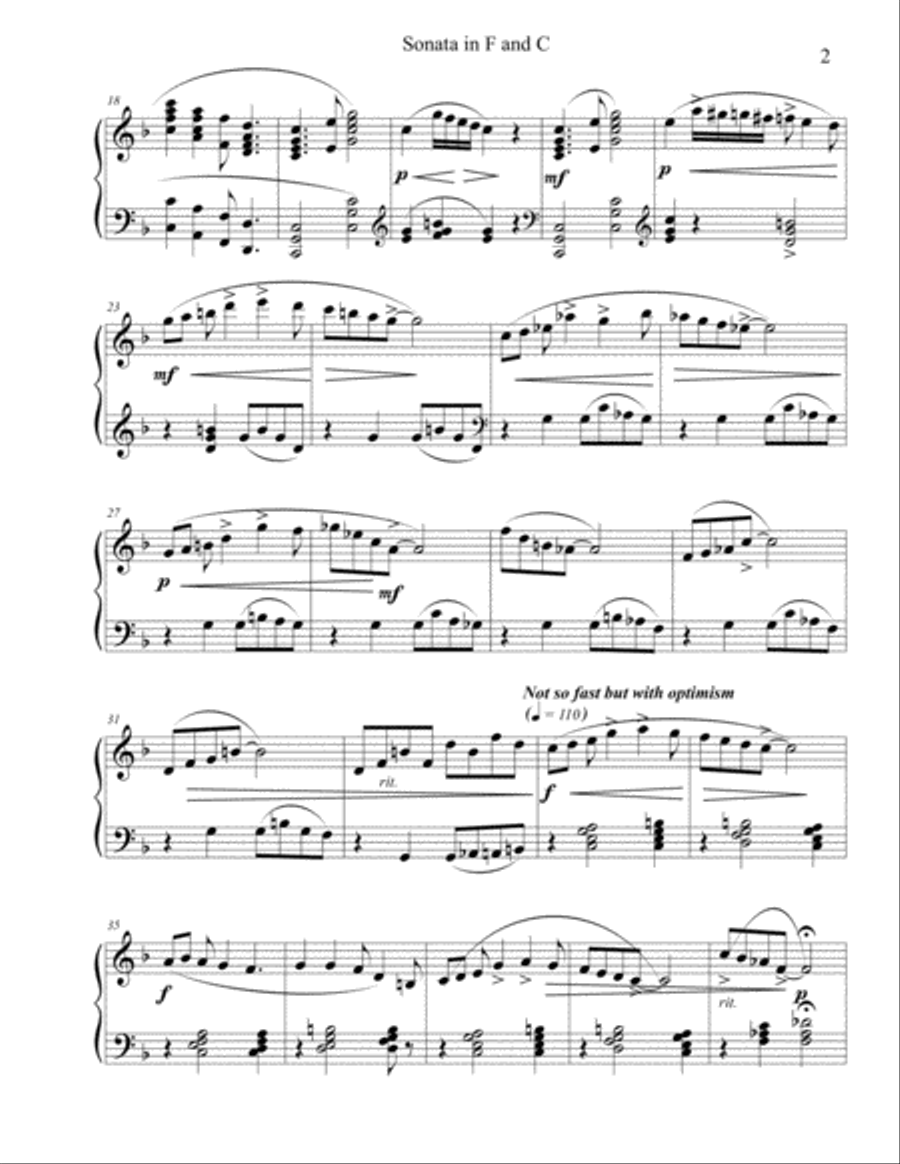 Sonata in F and C, for Solo Piano Piano Solo scores gallery preview page 5