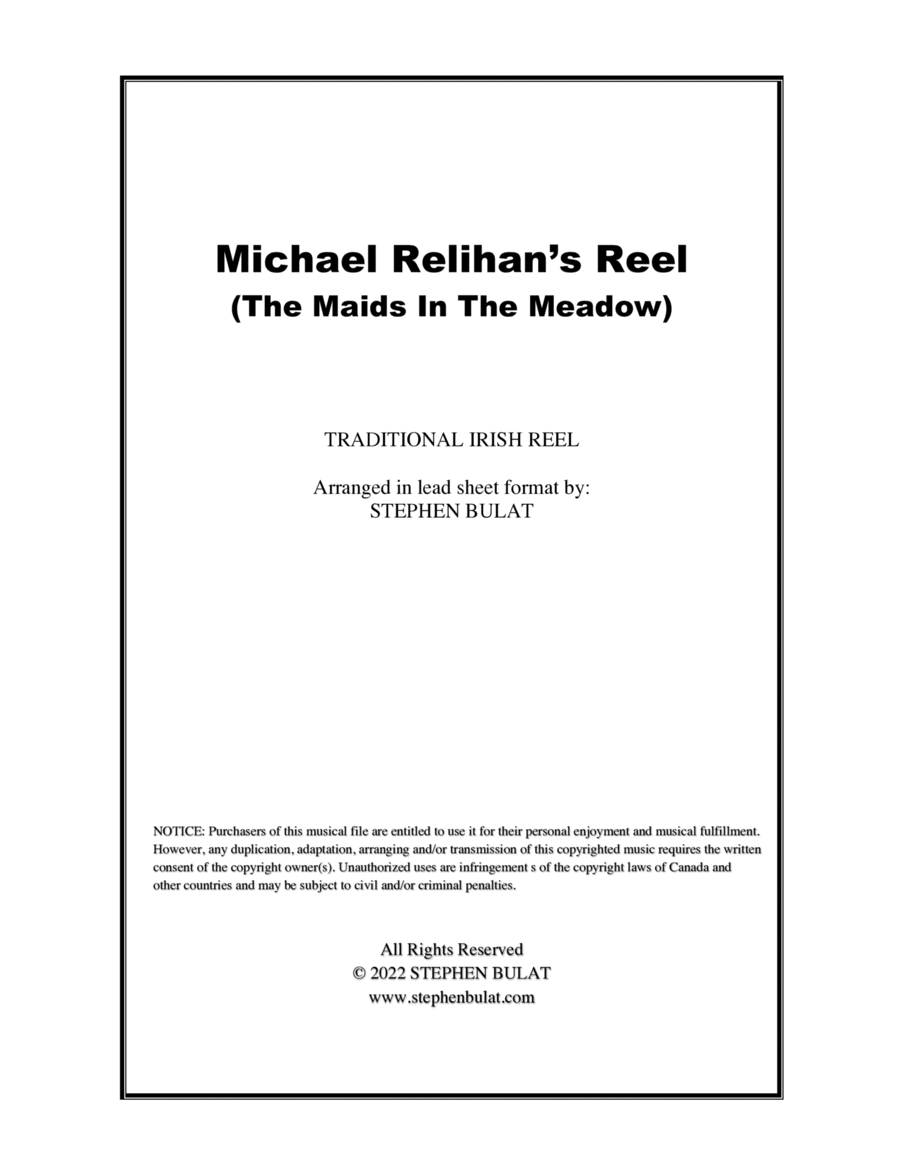 Michael Relihan's Reel (The Maids In The Meadow) - Lead sheet in original key of D Large Ensemble scores gallery preview page 1