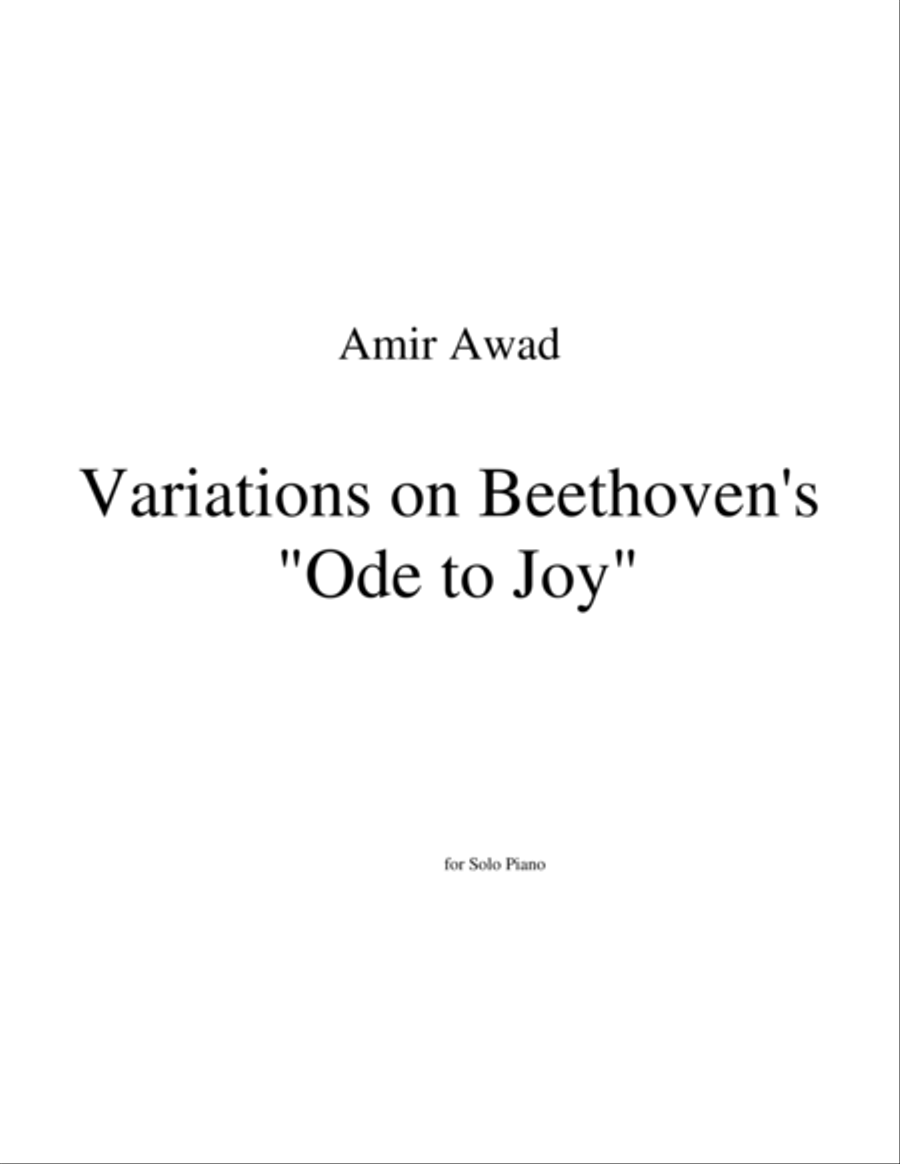 Variations on Beethoven's 9th Symphony "Ode to Joy " for Piano Solo image number null