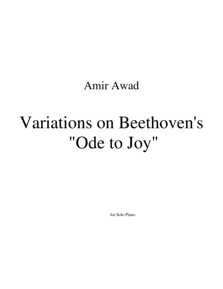 Variations on Beethoven's 9th Symphony "Ode to Joy " for Piano Solo image number null