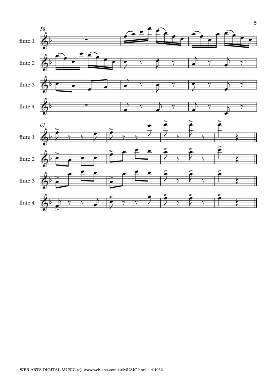 TAMBOURINE for 4 flutes - GOSSEC Flute Quartet scores gallery preview page 5