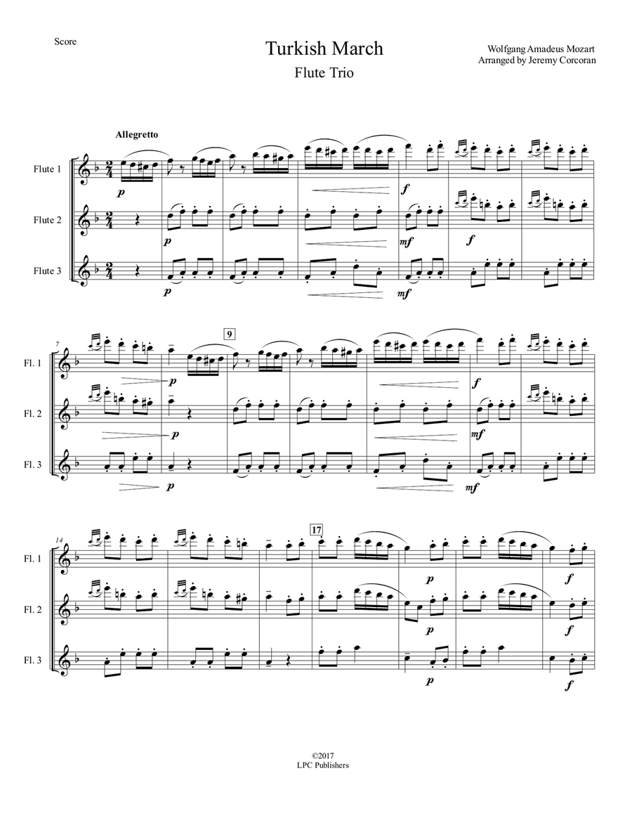 Turkish March for Flute Trio Flute Trio scores gallery preview page 1