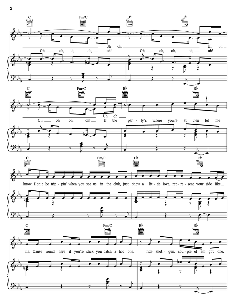 Where The Party At Piano, Vocal, Guitar scores gallery preview page 2