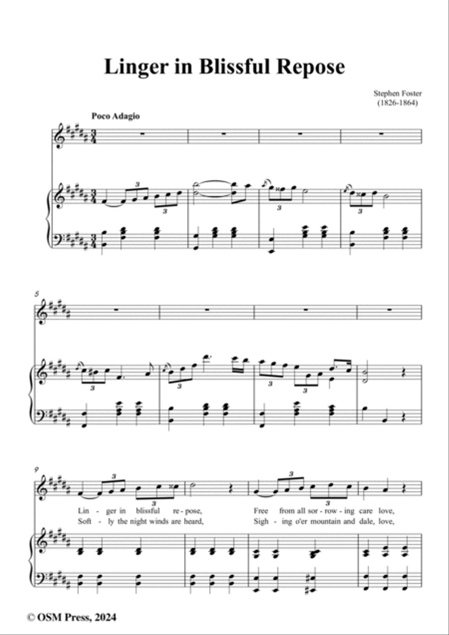 S. Foster-Linger in Blissful Repose,in B Major Voice scores gallery preview page 2