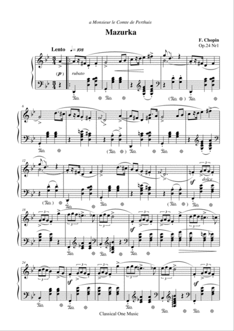Chopin - Mazurka op. 24 Nr.1 for piano solo Piano Solo scores gallery preview page 1