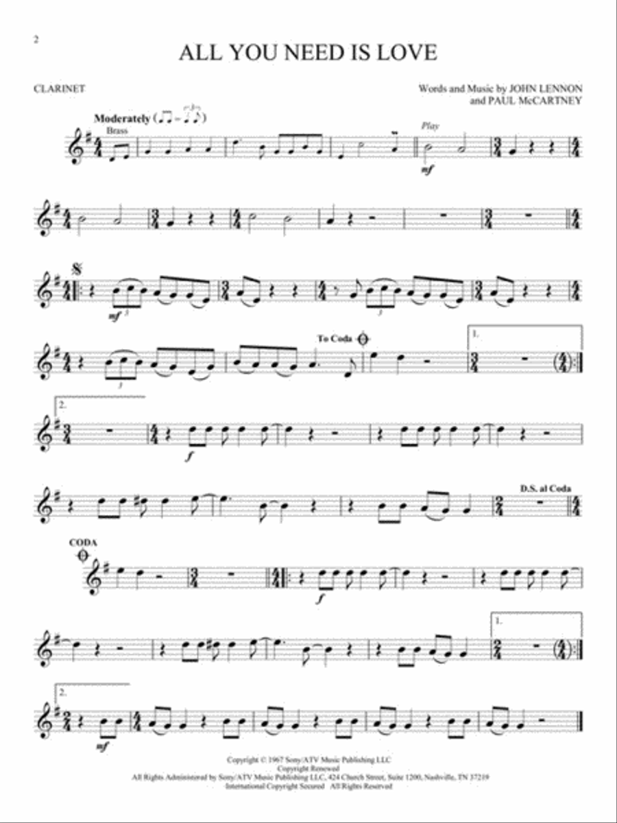 The Beatles – Instrumental Play-Along Clarinet Solo scores gallery preview page 3
