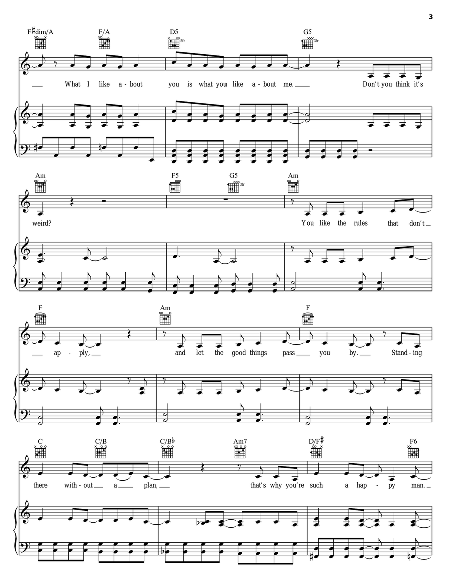 Weird Piano, Vocal, Guitar scores gallery preview page 3