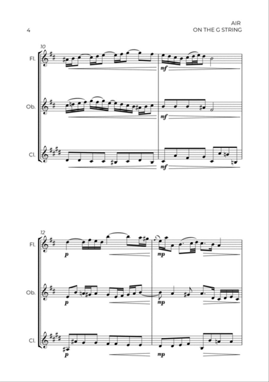 AIR ON THE G STRING - WIND TRIO (FLUTE, OBOE & CLARINET) Woodwind Trio scores gallery preview page 4