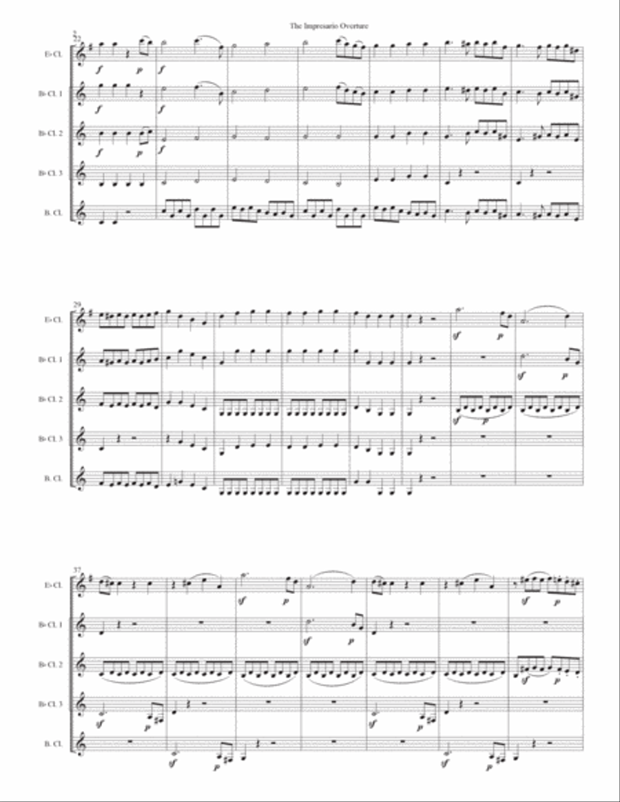 The Impresario Overture for clarinet quintet Clarinet Quintet scores gallery preview page 2