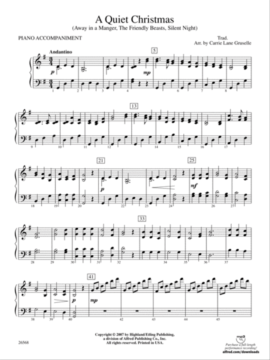 A Quiet Christmas: Piano Accompaniment Orchestra scores gallery preview page 1