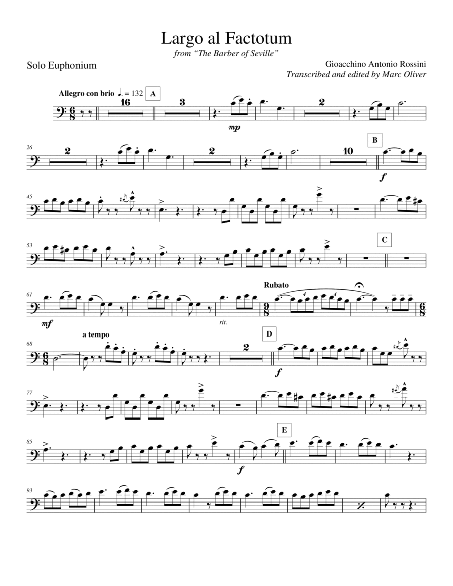 Largo al Factotum (from the Barber of Seville) transcribed for Concert band Concert Band scores gallery preview page 1