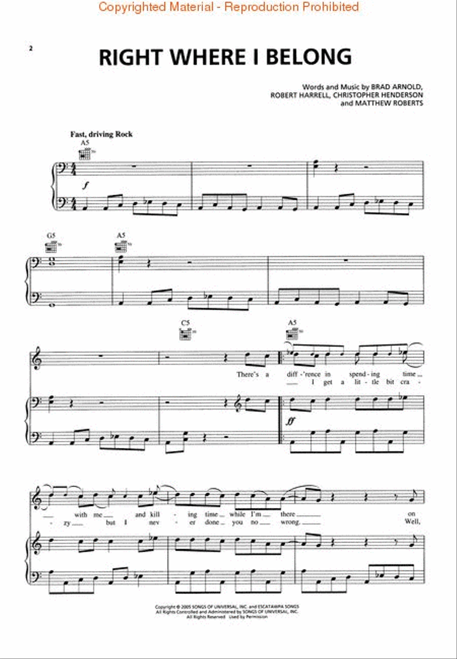3 Doors Down - Seventeen Days Piano, Vocal, Guitar scores gallery preview page 2