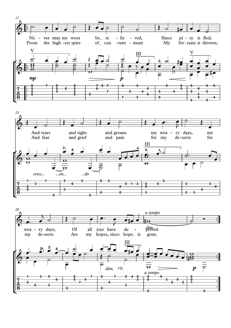 Flow My Tears Lachrimae Acoustic Guitar scores gallery preview page 2