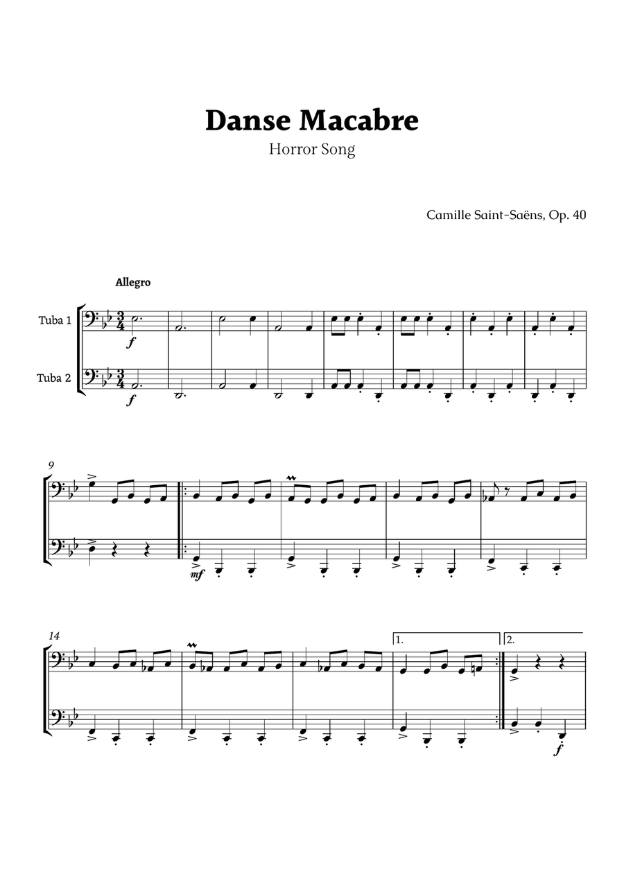 Danse Macabre by Saint-Saëns Brass Duet scores gallery preview page 1