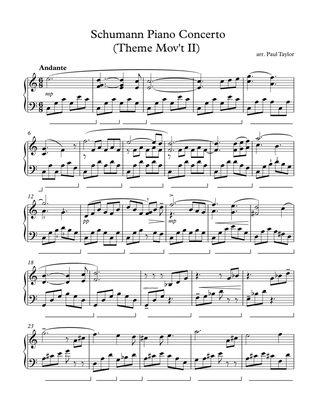 Schumann piano concerto theme (1st mov't) transposed to C