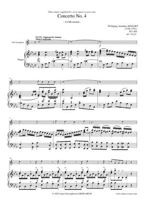 Allegro from Mozart's 4th horn concerto - Alto Sax and Piano