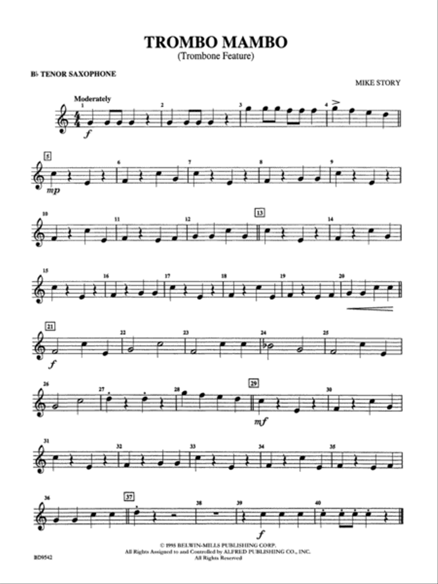 Trombo Mambo (Trombone Feature): B-flat Tenor Saxophone Concert Band scores gallery preview page 1