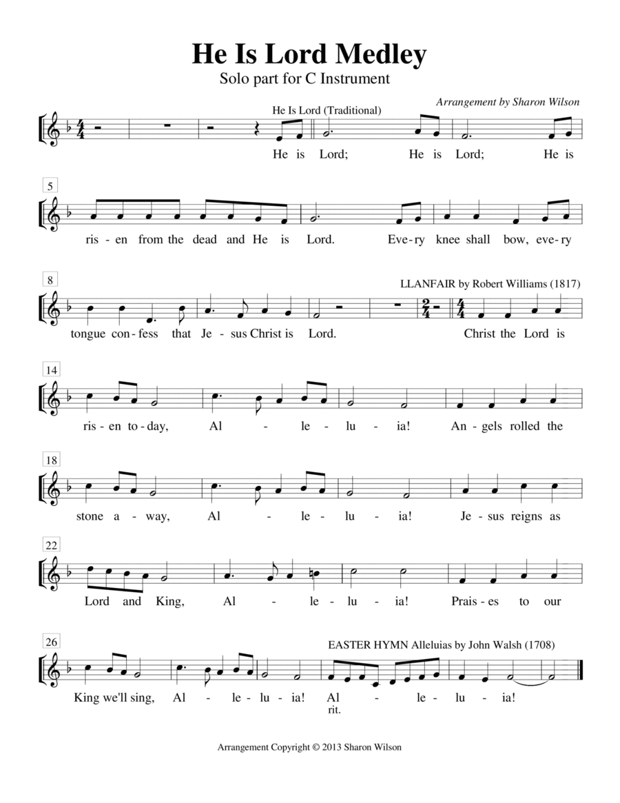 He Is Lord Medley Voice scores gallery preview page 1