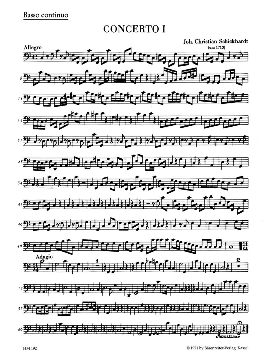 Sechs Konzerte for 4 Treble Recorders and Basso continuo Alto Recorder scores gallery preview page 1