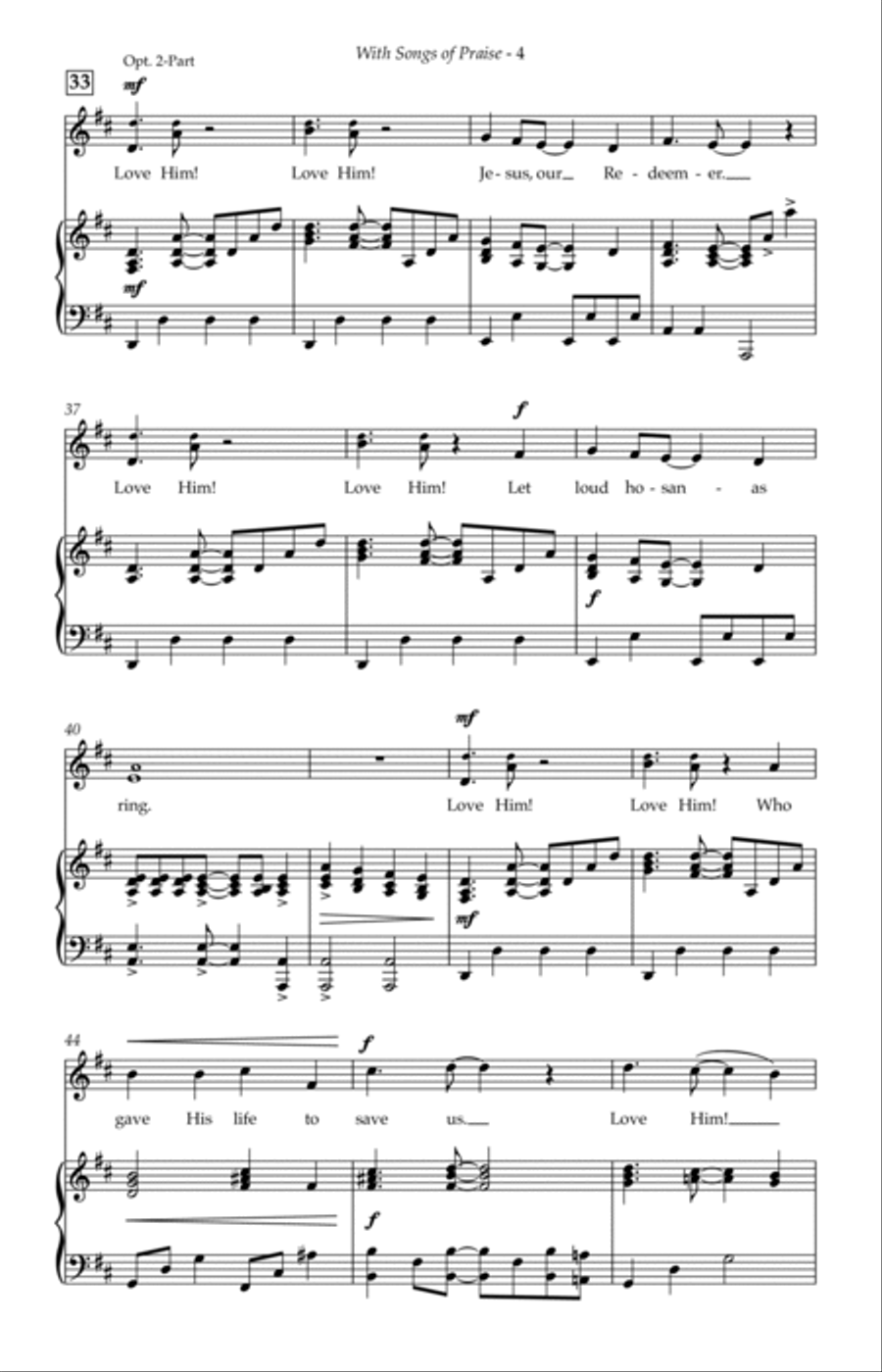 With Songs of Praise (Children's Choir with Percussion) 2-Part scores gallery preview page 4