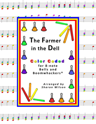 Book cover for “The Farmer in the Dell” for 8-note Bells and Boomwhackers® (with Color Coded Notes)