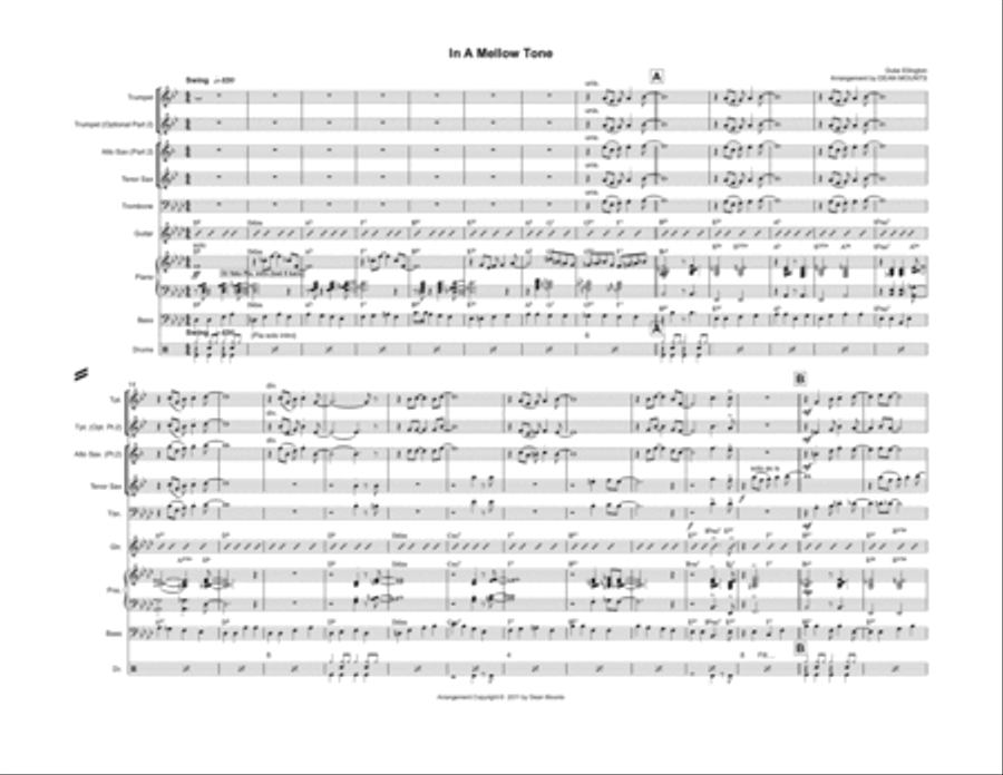 In A Mellow Tone Jazz Ensemble scores gallery preview page 1