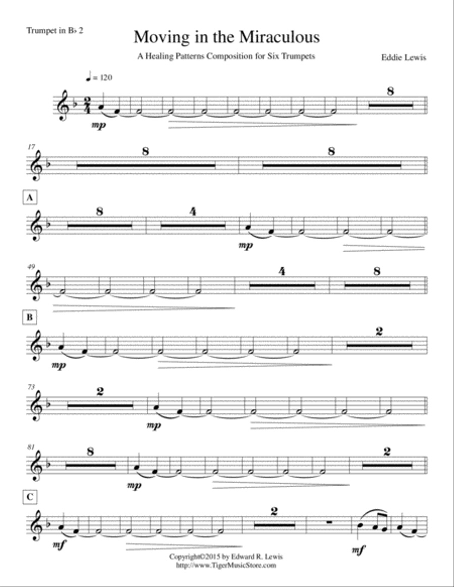 Moving In Miracles - Healing Patterns for Trumpet Sextet by Eddie Lewis Chamber Orchestra scores gallery preview page 5
