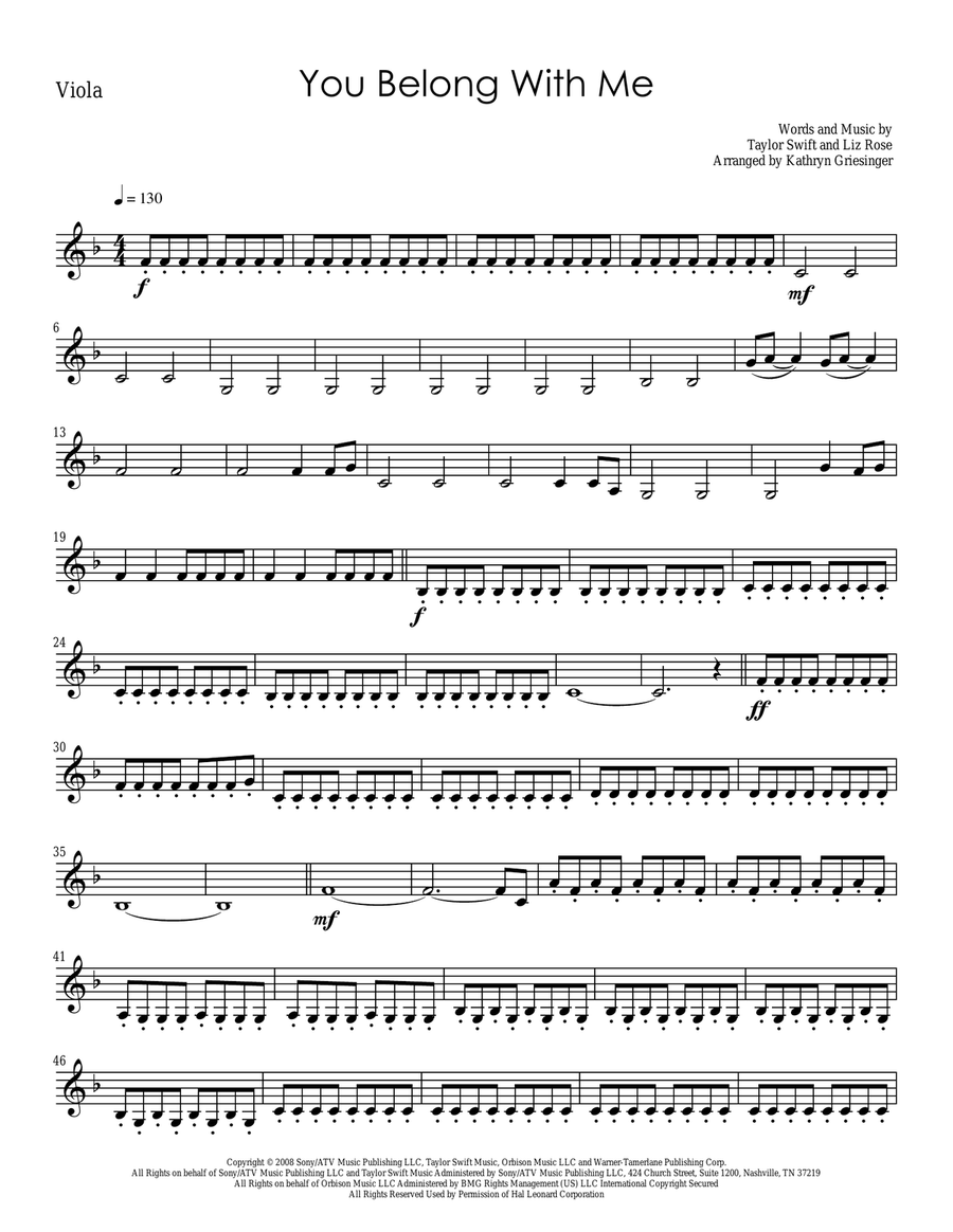 You Belong With Me String Quartet scores gallery preview page 6