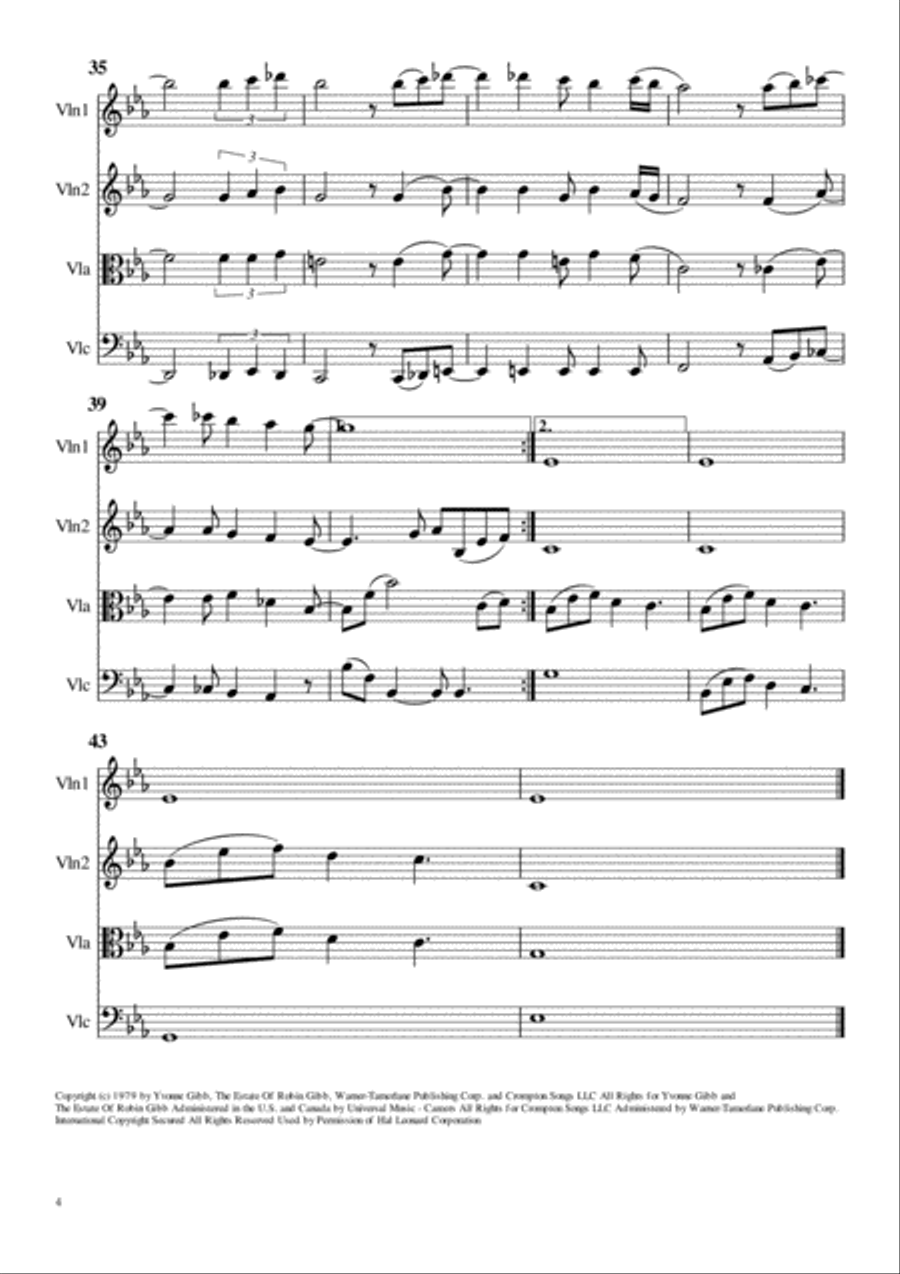 How Deep Is Your Love from the Motion Picture SATURDAY NIGHT FEVER String Quartet scores gallery preview page 4