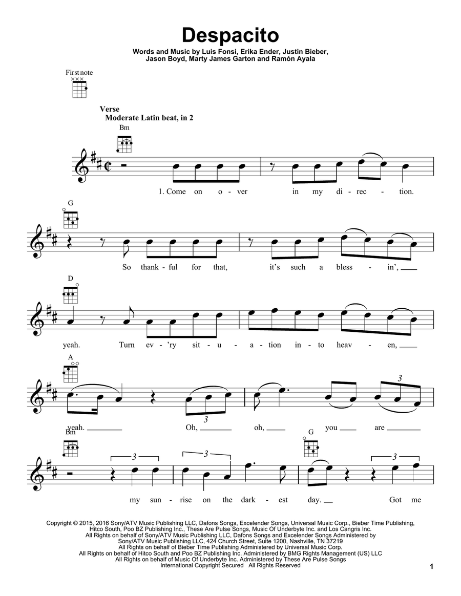 Despacito Ukulele scores gallery preview page 1