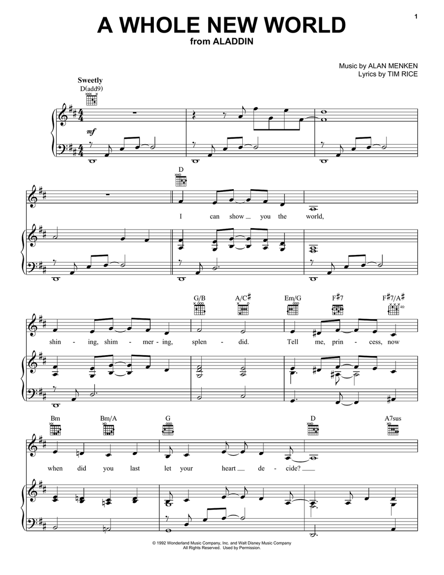 A Whole New World (from Aladdin) Guitar scores gallery preview page 1