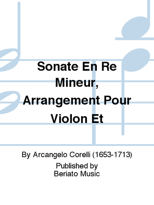 Sonate En Re Mineur, Arrangement Pour Violon Et