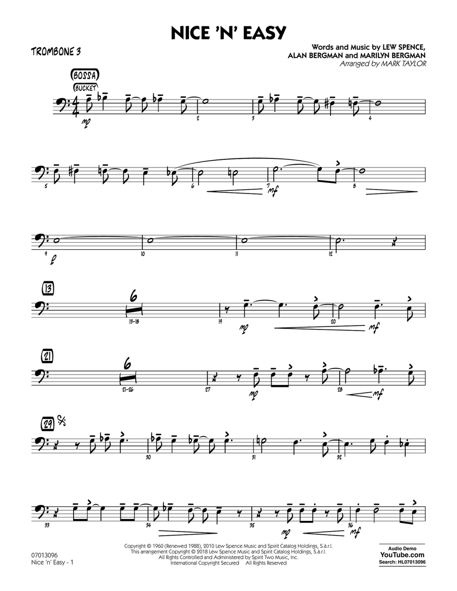 Nice 'n' Easy - Trombone 3 Jazz Ensemble scores gallery preview page 1