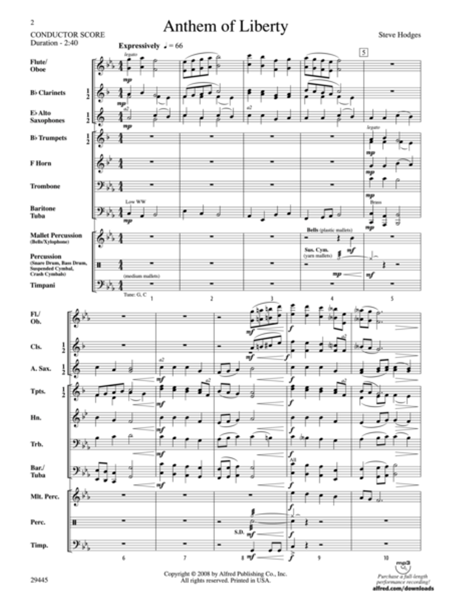 Anthem of Liberty (Score only) Concert Band scores gallery preview page 2
