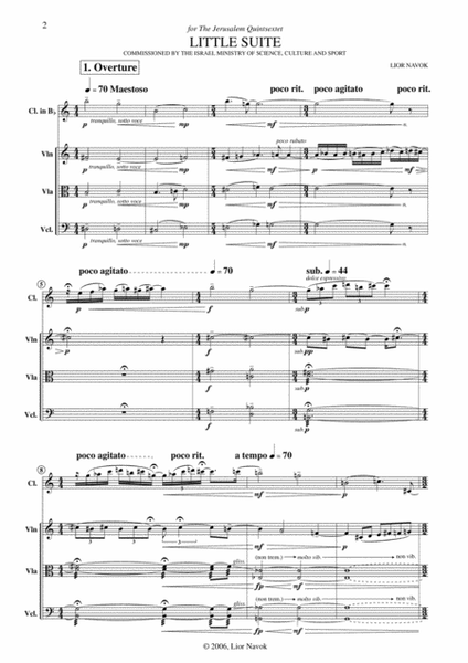 "Little Suite" - for Clarinet and String Trio [Score & Parts] image number null