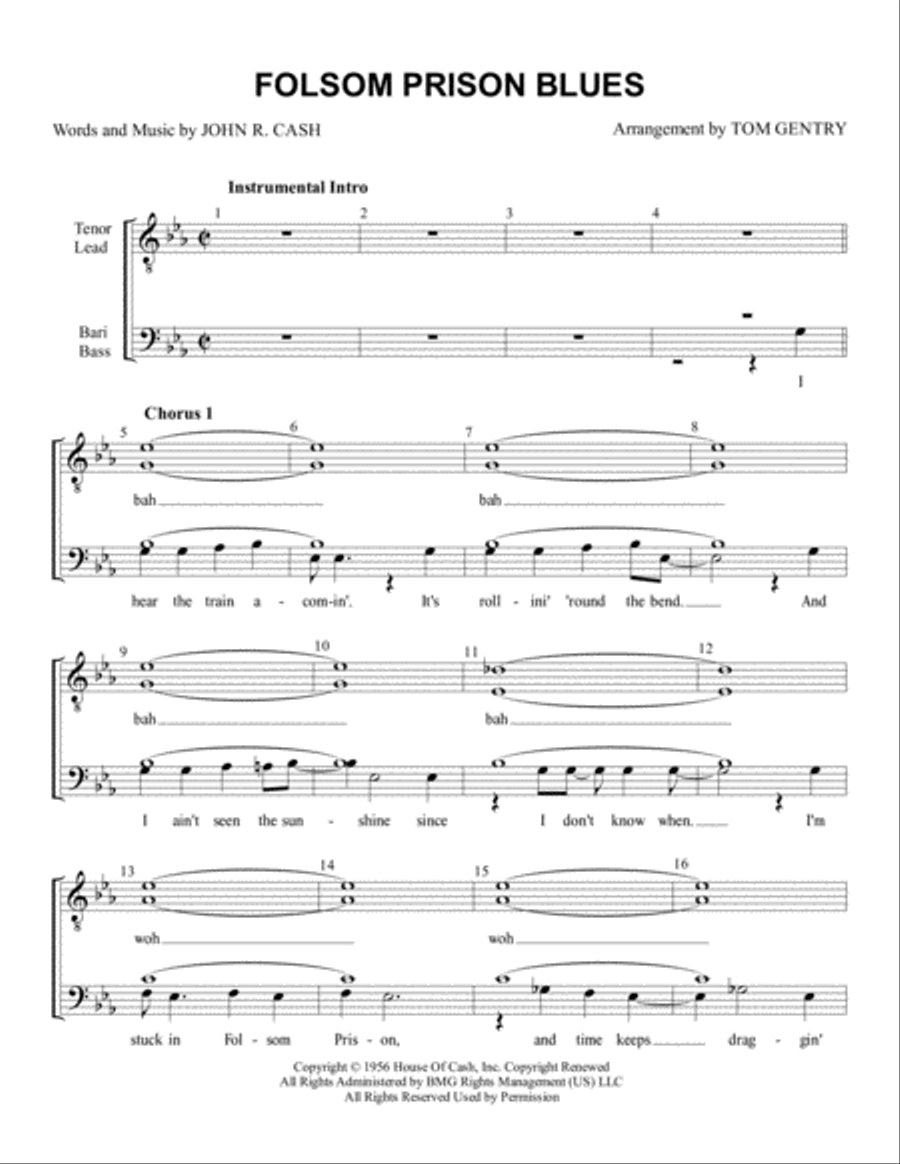 Folsom Prison Blues TTBB scores gallery preview page 1