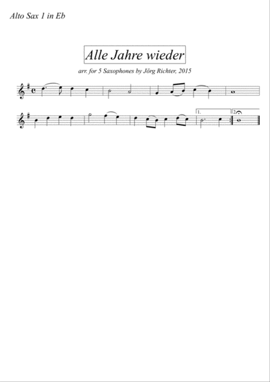 Every year again (Alle Jahre wieder) for saxophone quintet Saxophone Quintet scores gallery preview page 3