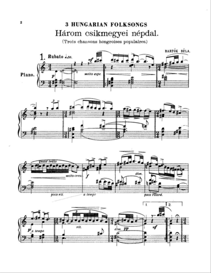 Bartók: Album for Piano Piano Solo scores gallery preview page 1