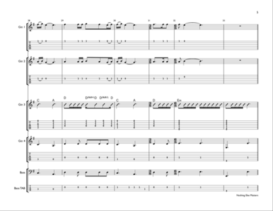 Nothing Else Matters Guitar Ensemble scores gallery preview page 5