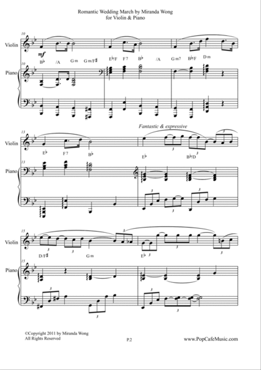Romantic Wedding March - Short Version for Violin & Piano Violin scores gallery preview page 2