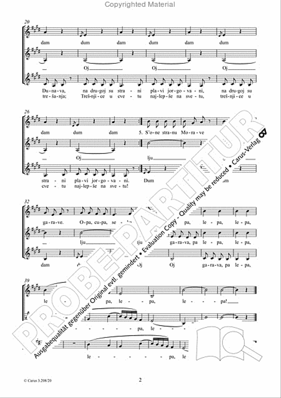 S' one strane Dunava Women's Choir scores gallery preview page 3