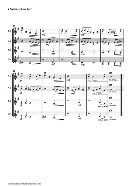 'The Canterbury Scales Suite' by Stephen Davies for Clarinet Quartet. image number null