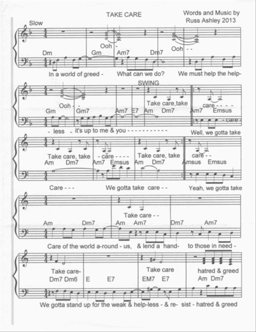 Take Care- SATB 4-Part scores gallery preview page 1