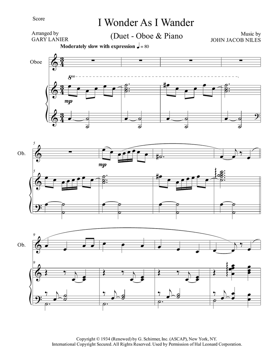 I Wonder As I Wander Piano scores gallery preview page 2
