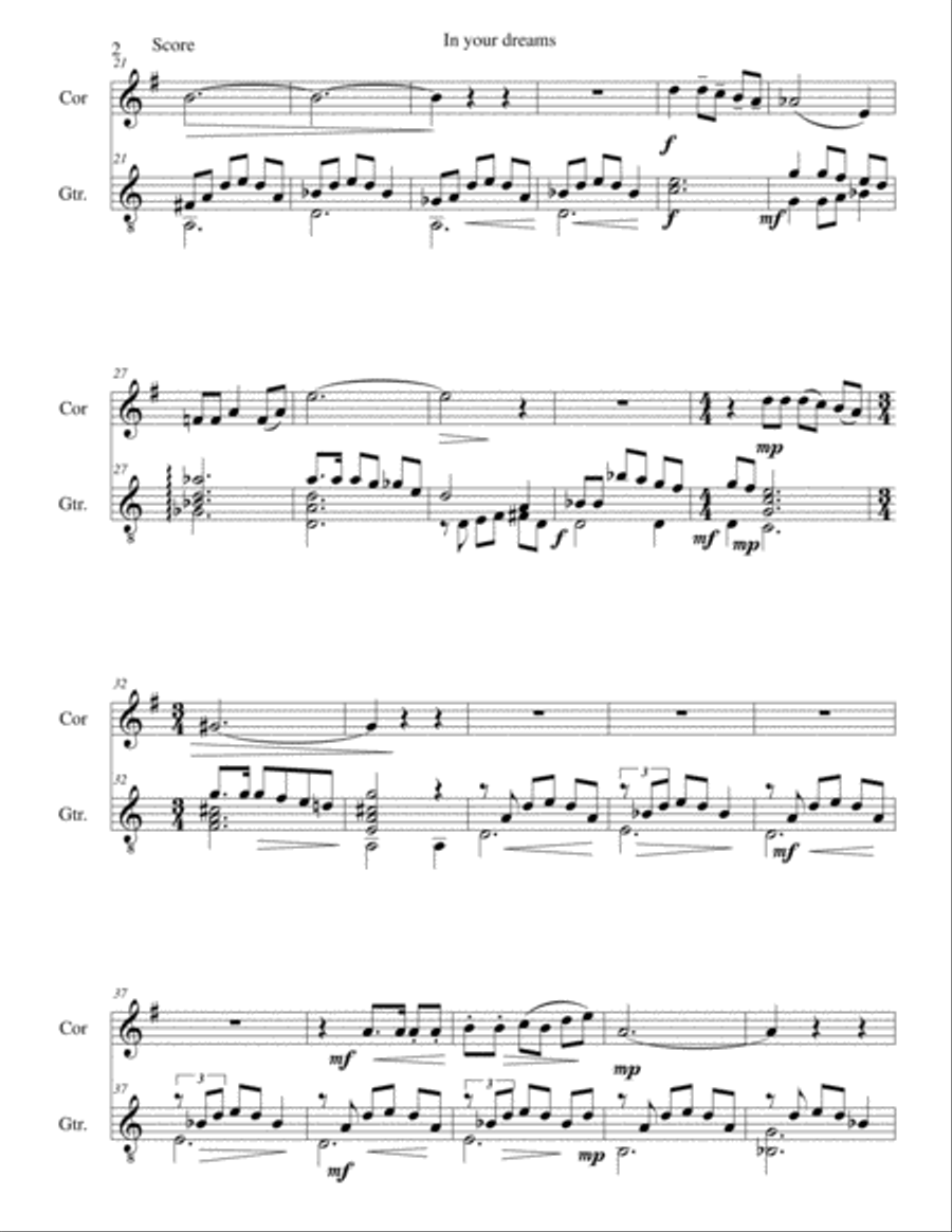 In your dreams (L'Inconscient) for cor anglais and guitar English Horn scores gallery preview page 2