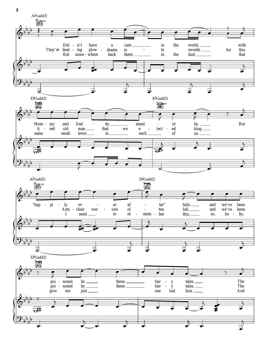 The End Of The Innocence Piano, Vocal, Guitar scores gallery preview page 2