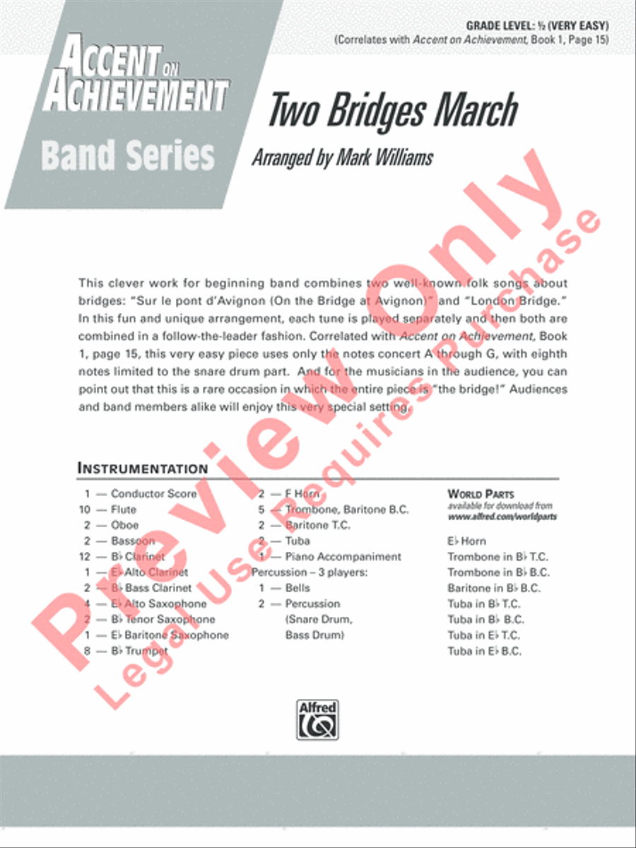 Two Bridges March Concert Band scores gallery preview page 2