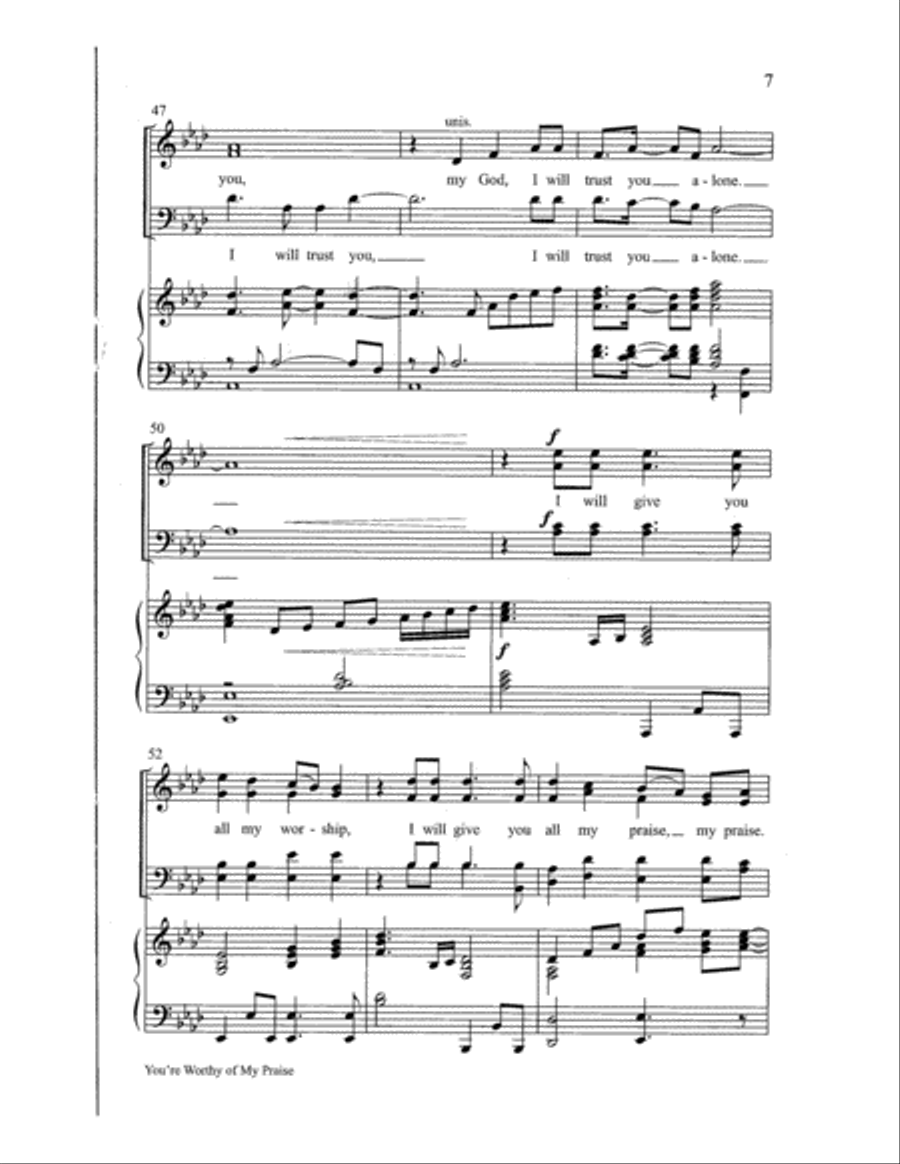 You're Worthy of My Praise with O Worship the King 4-Part scores gallery preview page 7
