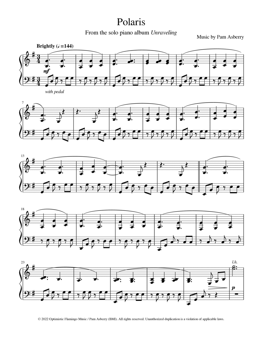 Polaris Piano Solo scores gallery preview page 1