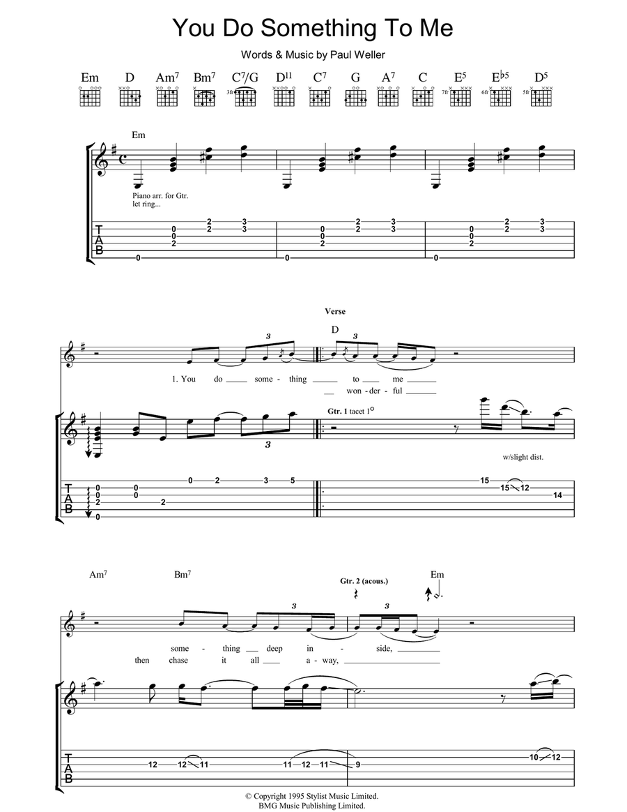 You Do Something To Me Guitar Tablature scores gallery preview page 1